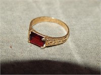 10K marked Ring with Red (Ruby?) Stone-GIFT TIME!!