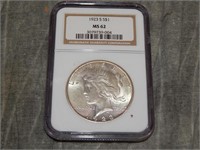 1923 S Peace 90% SILVER Dollar NGC MS62