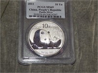2011 Chinese Panda 1 ozt .999 Silver PCGS MS69