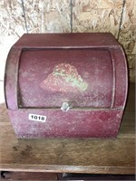 Red Tin Store Box w/Sliding Lid