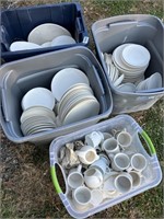 Large Lot (4 totes)  of China Dinnerware