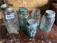 5 Canning Jars (Kerr, Ball, Atlas)