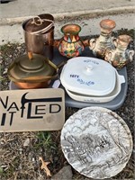 Lot Pottery, Sign, Ice Bucket, Corelle Dish