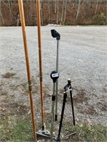 2 Wood Flag Poles & 2 Mic Stands