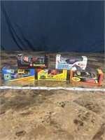 5 boxed nascar cars mobile- Pennzoil, corn flakes