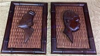 2 X HAND CARVED AFRICAN ART FRAMED 8 X 11