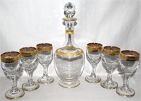St Louis Fr. Roty Crystal Decanter & (6) Cordials