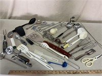 Assortment of kitchen tools. Spatulas, ladles,