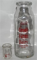 Grady Farms Dairy Waterloo IA Milk Bottle + Cream