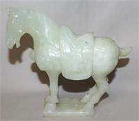 Carved Light Green Jade Tang Horse w/ Saddle