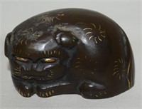 Carved Japanese Foo Dog Lion Weighted Figure