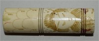 Antique Polychrome Carved Ivory Needle Case