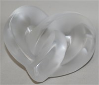 Lalique Crystal Coeurs Entrelaces Paperweight