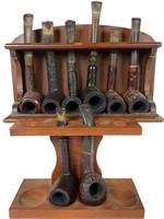 8 Vintage Pipes In Stands