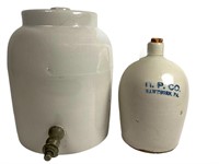 Stoneware Beverage Dispenser & H.P. Co. Jug
