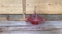 Pink Depression glass with applied handle