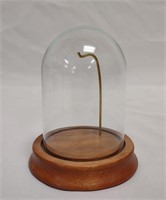 Glass Domed Pocket Watch Display Case W/ Wooden