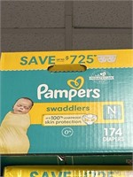 Pampers size N 174 ct  diapers