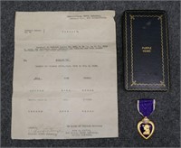 WWI 316th Inf Named Purple Heart w/ Extract