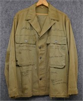WWII M43 HBT Shirt With WWII Veterans Signatures