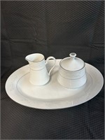 Porcelain Cream Sugar and Cookie Serving Plate