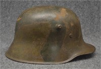 Original WWI German M1918 Camo Painted Helmet
