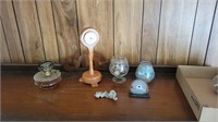 Vases, Clock, Oil Lamp