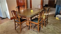 60x48" Wood Table, 6 Chairs, 2 Leaf's