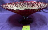 11 - RED/GOLD GLASS BOWL