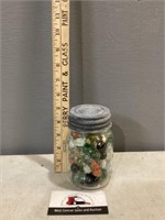 Canning jar of marbles