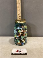 Mason jar of marbles