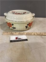 Hall red poppy casserole dish with lid