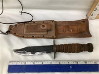 Hunting Knife w/ Leather Sheath, 5 1/4” Blade, 9