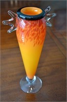 Studioglas Sweden Orange Ombre Signed Vase