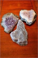 Amethyst Quartz Crystals Grey & Purples Group of 3