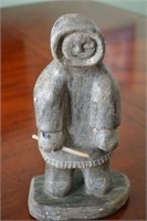 DIMU Soapstone Carving Eskimo Standing w/ Weapon