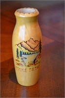 Czech Hand Painted Vase & Wood Carved Painted Vase