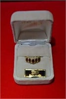 10K Yellow Gold 5 Marque Garnet Ring NIB
