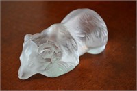 Lalique Frosted Crystal Sleeping Bear Org Box