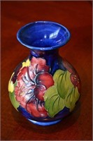Moorcroft HIbiscus Vase Cobalt Blue Pottery 1950