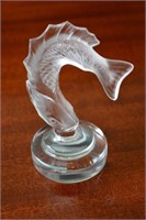Lalique Crystal Goujon Jumping Koi Fish Figurine