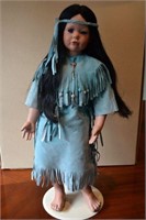 Native American Girl Handmade Porcelain Doll Stand
