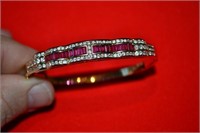 18K Yellow Gold Diamond and Ruby Bangle Bracelet