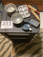 Set of child’s baking utensils and pans