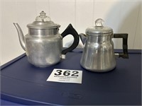 2 vintage Tin Coffee Pots