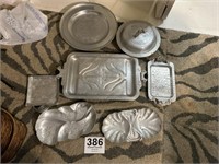 Mid Century Aluminum Trays and Platters