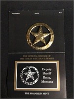 Gold Electroplate on Sterling Deputy Badge 14 gram