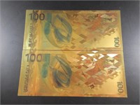 Pair of Gold Russion Ruble Notes