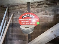 Vintage ashtray with metal signs