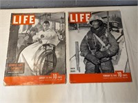 2 Life Magazines Feb, 26 1945 + Jan. 29 1945